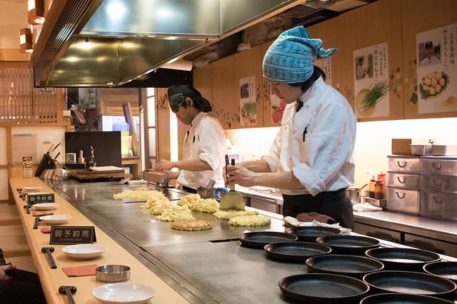 Japanese chef in kitchen